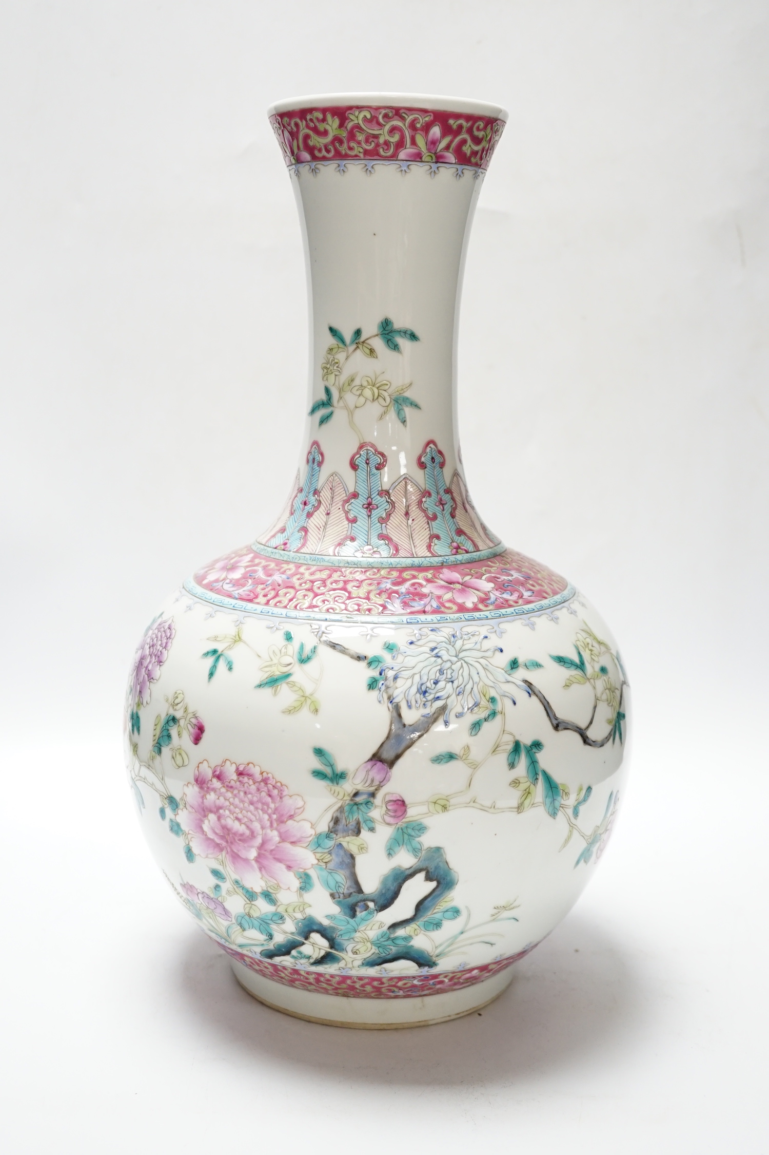 A Chinese famille rose bottle vase, 39cm